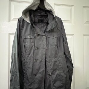Hurley Charcoal Hooded Trench Coat
